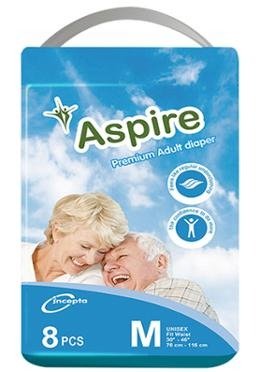 Aspire Adult Diaper Medium - 8pcs